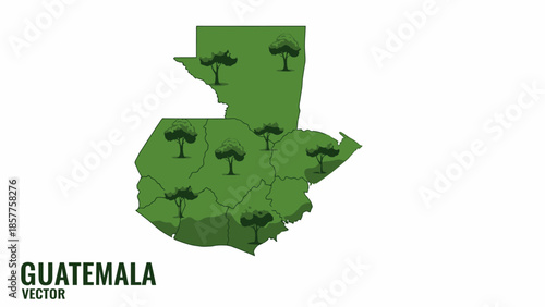 Guatemala's Verdant Landscape Illustrated with Symbolic Trees on a Detailed Map Highlighting