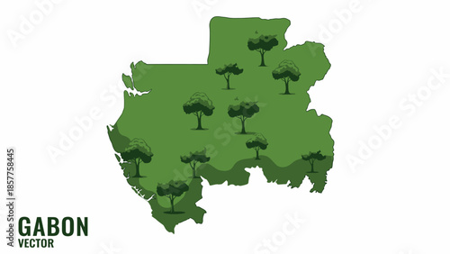 Gabon's verdant landscape map showcasing abundant natural tree cover and ecological richness