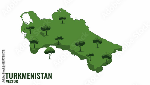 Green Turkmenistan vector map showcasing natural landscapes and sustainable ecological initiatives