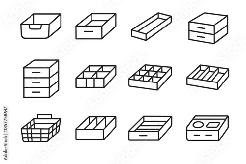 Divider grid icons unit vector icon drawer closet label organizer stackable insert