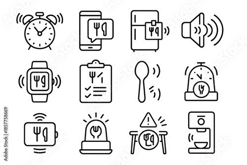 Kitchen spoon dispenser meal table reminder voice vibration icon planner icons vector