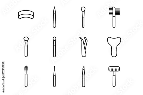 Minimal eyeliner shield roller eye brush lash vector inner crease makeup spoolie