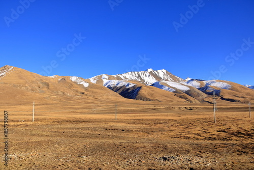 mountains along the road between the Karo-la pass and Gyantse, Gyangze, Tibet, China