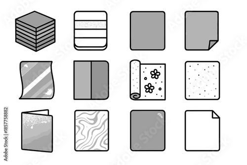 Marble icon pack vector paper fold colorful sheet metallic cover pad