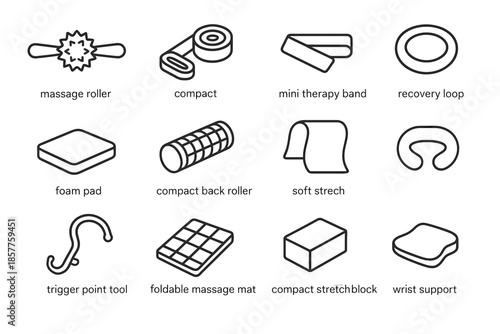 Pad loop support stretching band icon recovery wrist compact icons back gear