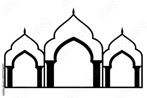 Arabic arch silhouette vector, Frames in Arabian Muslim design for Ramadan Kareem black symbol
