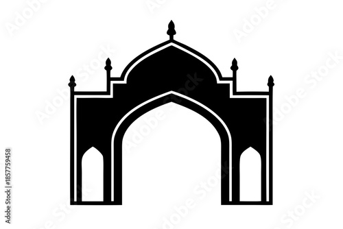 Arabic arch silhouette vector, Frames in Arabian Muslim design for Ramadan Kareem black symbol
