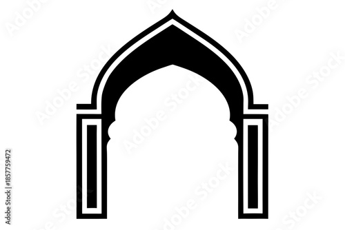 Arabic arch silhouette vector, Frames in Arabian Muslim design for Ramadan Kareem black symbol
