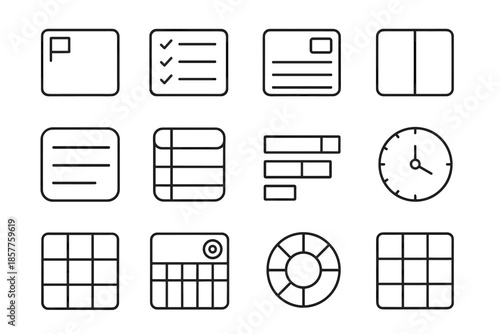 Circle rhythm tile corner chart weekly label timeline vector icons icon planner