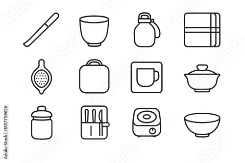 Vector icon travel strainer tea mini steeping outdoor cup mat tools ceramic