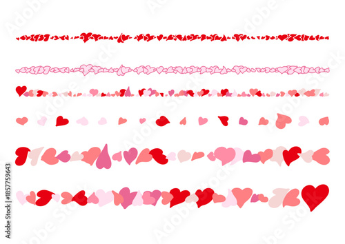 手描きのピンクのかわいいハートのラインセット