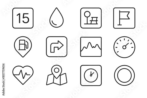 Graph icon next recovery long route progress kilometer vector indicator tile distance