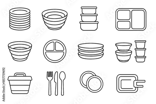 Vector dessert tower food icon side dish stackable serving icons bin kitchenware