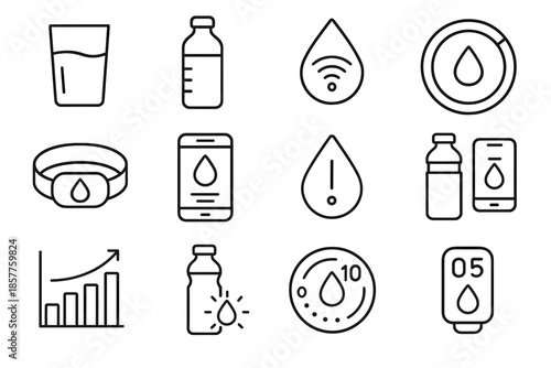 Icons icon intake meter hydration vector log digital fluid refill smart