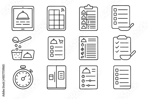 Plan food kitchen label icon icons vector prep timer weekly grid inventory
