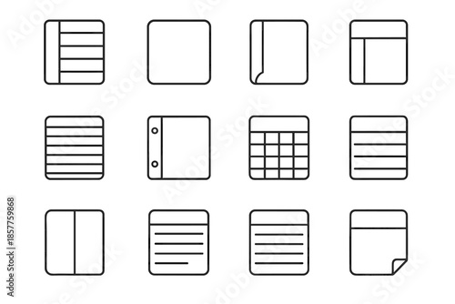 Plan paper calendar set planner tag divider icon page pad daily vector