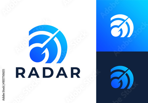 logo wave detection radar. network signal technology connectivity symbol icon design