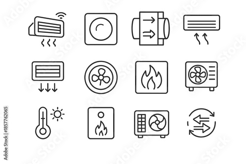Return icon hvac icons outdoor compressor temp smart airflow zoning system vector