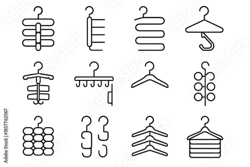 Stackable rack belt saving scarf icon space vertical folding hanger vector tier