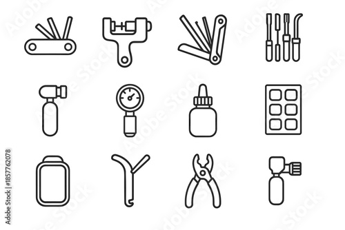 Mini portable quick pressure foldable valve bike tools pliers chain vector inflator