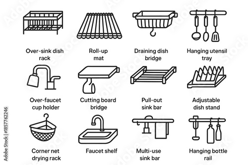 Icon modern utensil holder vector bottle board faucet utility cup corner sink