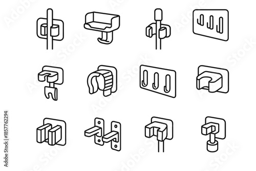 Vertical space vector gripper grip clip tool set tray icon panel saving