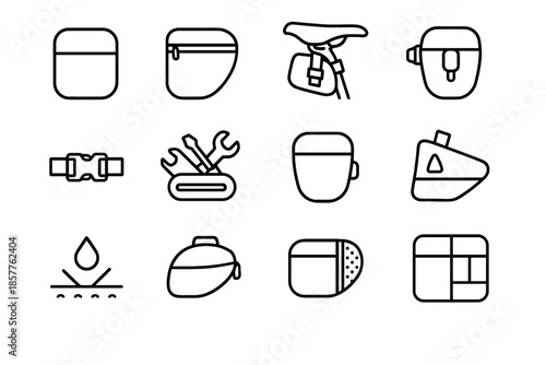 Bike storage rear compact vector design icon buckle kit pouch compartment light