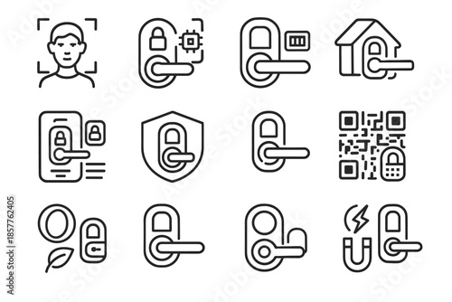 Facial activity advanced vector log feature ring smart lock icon unlock symbol