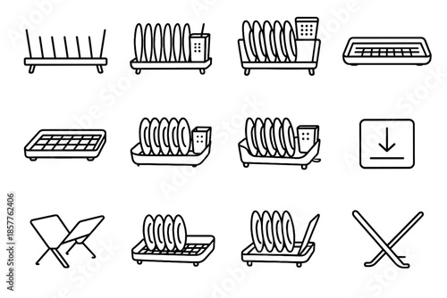Frame vector icon unit rack folding removable dish compact slot legs