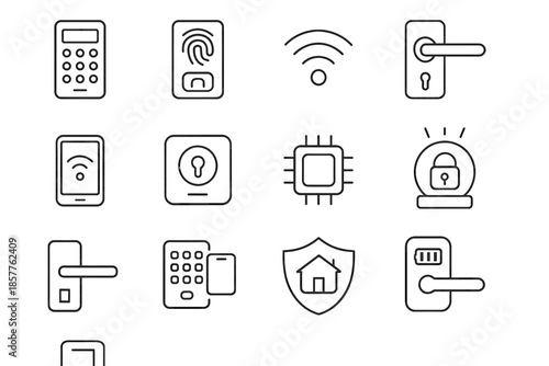 Lock icon button shield handle vector symbol smart bolt light home