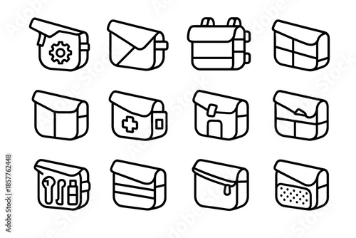 Icon zipper saddle light mounting pouch gear reinforced vector first divider panel