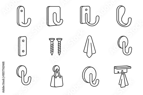 Hook compact icons base icon sketch symbol curved vector mount bag wall