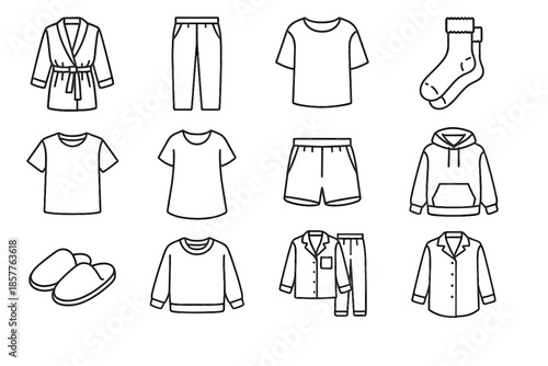 Pants hoodie capsule icon shirt soft dress wardrobe vector sleep slipper home