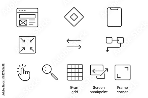 Layout icon frame vector spacing ui zoom symbol cursor design wireframe grid
