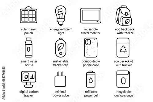 Vector case travel foldable cube carbon icon power cell eco smart pouch