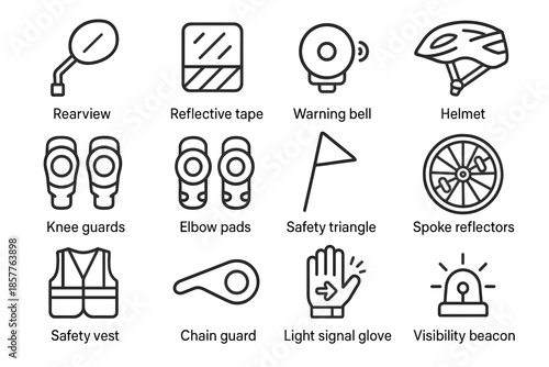 Bell vest flag vector touring icon bike pads gloves mirror helmet safety