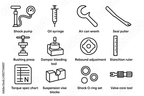 Chart adjustment wrench vector tool damper icons seal rebound suspension puller icon