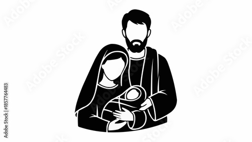 Tender moment of a bearded man holding a baby and a woman