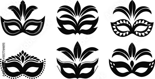 Carnival Masquerade Mask Silhouette Vector Collection