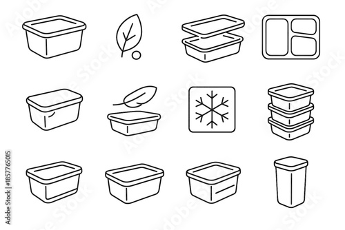 Vector bin corner icon grip rectangular prep plastic box sketch food