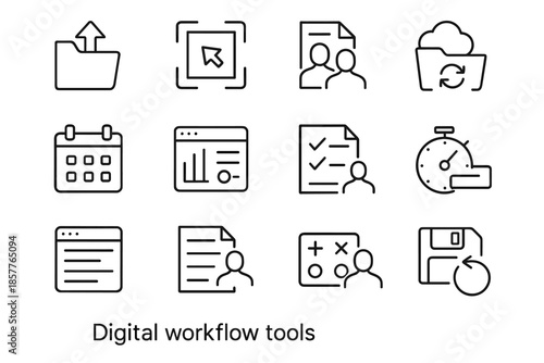 File workflow time collaboration folder form digital document checklist vector notes icons
