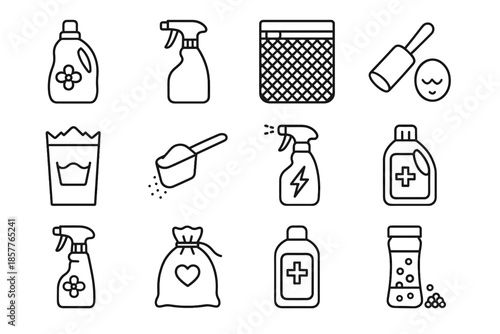 Lint laundry icon ball dryer fabric wool bag vector scent icons care