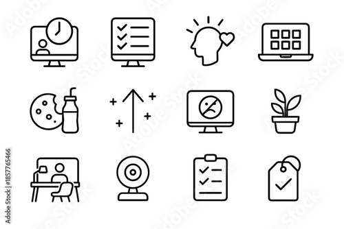 Productivity from vector icon home list grid work call break wrap block