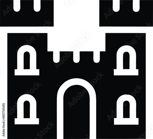 irish castle line art vector illustration on transparent background