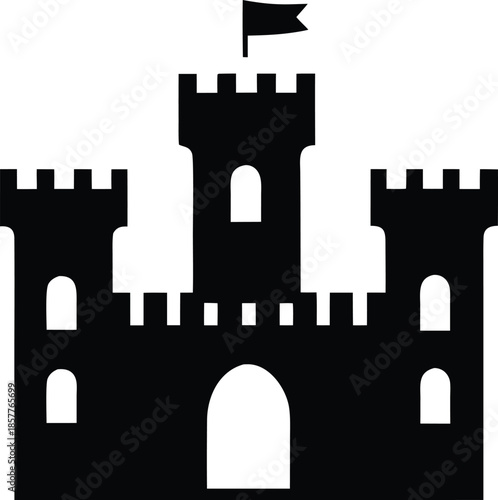 irish castle line art vector illustration on transparent background