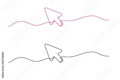 A minimalist illustration of a cursor clicking on a digital interface with simple, flowing lines and a clean white background