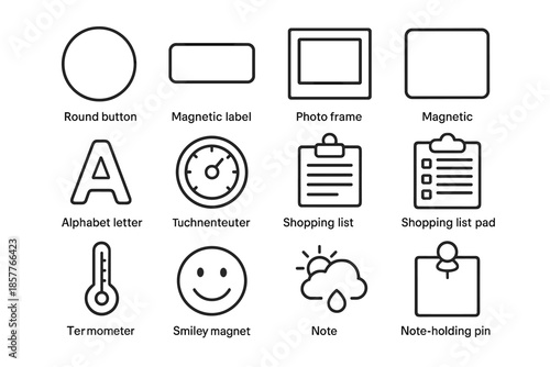 Label icon weather fridge icons recipe magnet pad magnetic strip vector smiley