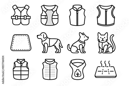 Edge cooling adjustable small vests pet insert vest pad icon vector breathable