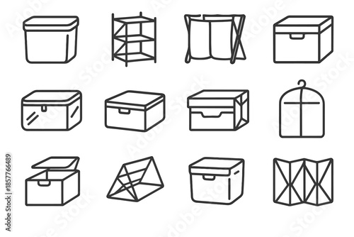 Box foldable laundry icon flap vector rack bedding bag collapsible bin storage