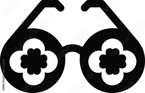 shamrock sunglasses line art vector illustration on transparent background